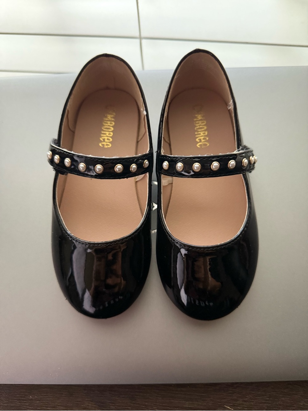 Gymboree Black Patent Mary Jane with Pearl-Trim Strap